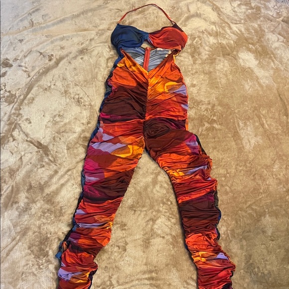 Multicolor Ruched Jumpsuit - Picture 2 of 7